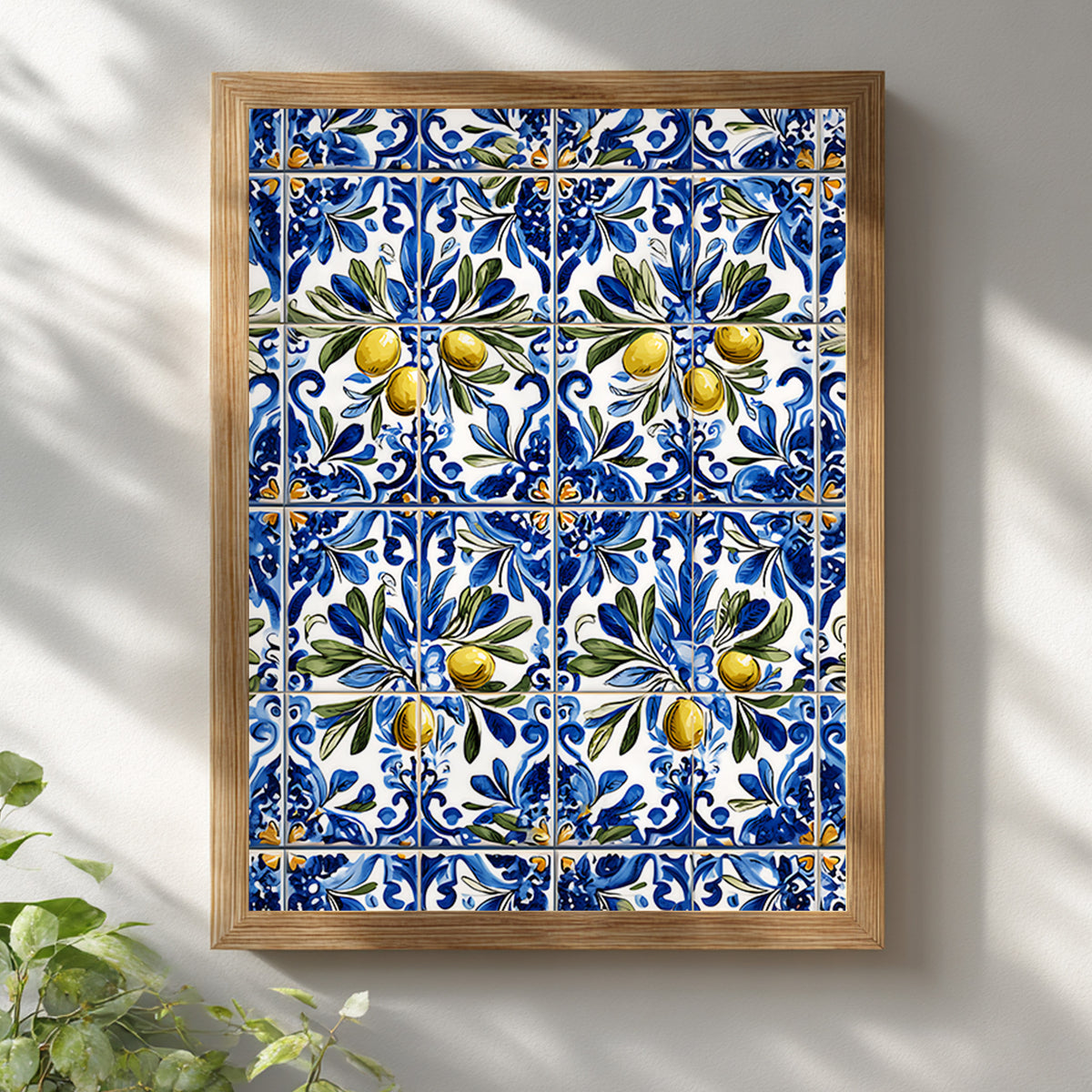 Portuguese Olive Azulejo Tile Print