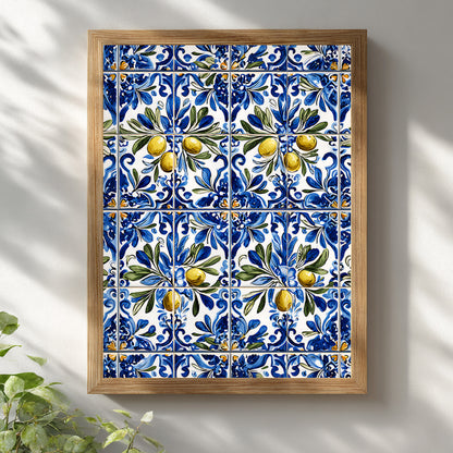 Portuguese Olive Azulejo Tile Print