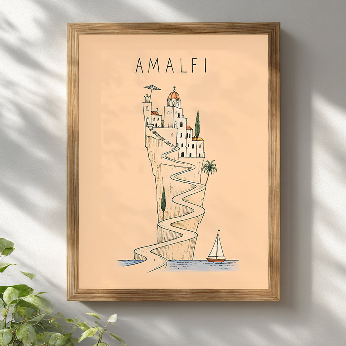 Amalfi Coast Line Art Print